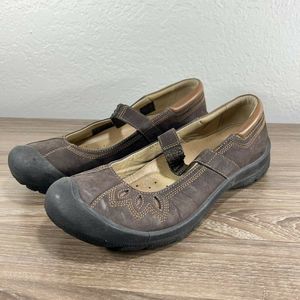 Keen Leather Mary Jane Casual Shoes Sz 9 Women’s Brown Slip On